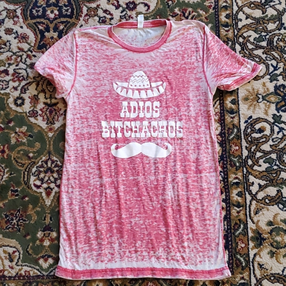 Funny Red Tshirt: "Adios Bitchachos" Sz S